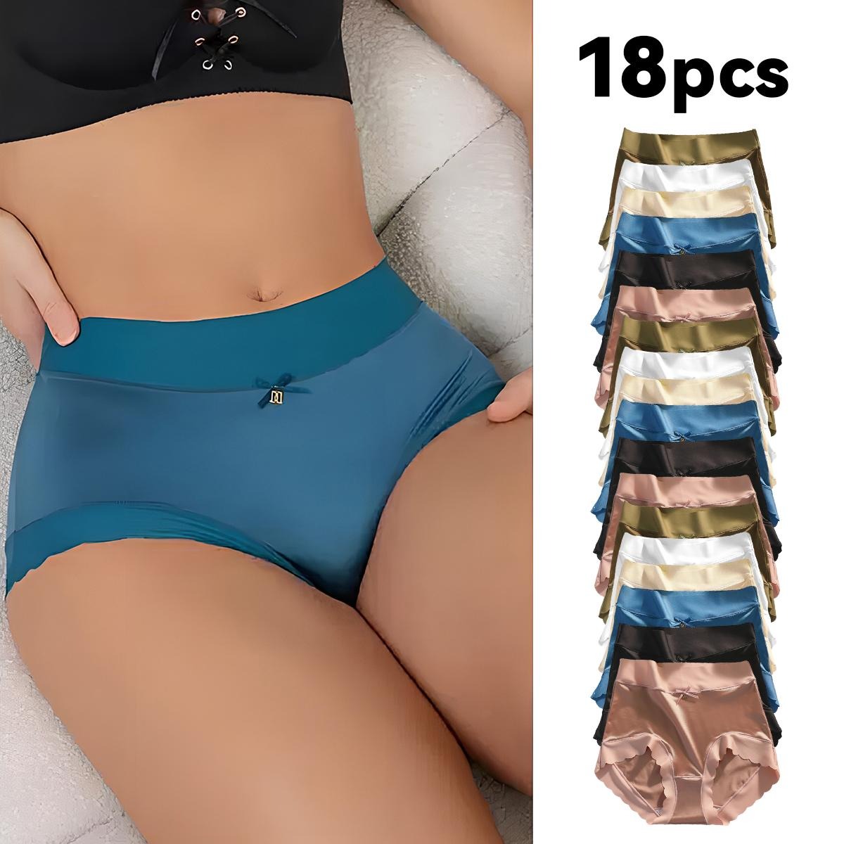 6/12/18 Pack Mid Waist Women's Briefs with Scalloped Edges Breathable Comfortable Soft Briefs High Elastic Hip Lifting Fit Everyday Wear Elegant Stylish Design Women's Ice Silk Compression Minimalist Gamis