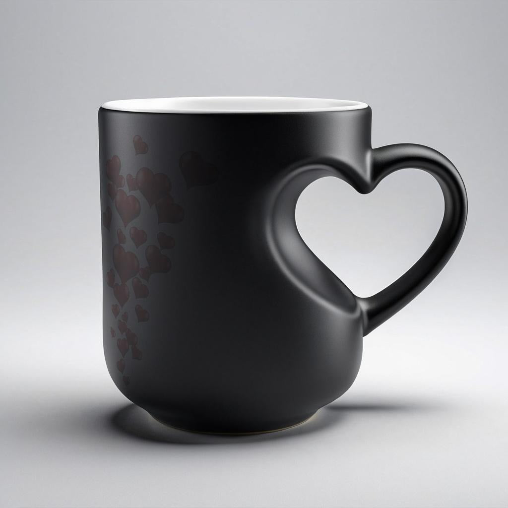 1pc Heart-Shaped Color Changing Ceramic Mug - Hot/Cold Thermochromic Design, Red Heart Pattern, Reusable Coffee Cup for Valentine'S Day, Christmas, Birthdays - Perfect Gift for Holidays & Special Occasions, Coffee Bar Accessories, Festive Drinkware, Roman