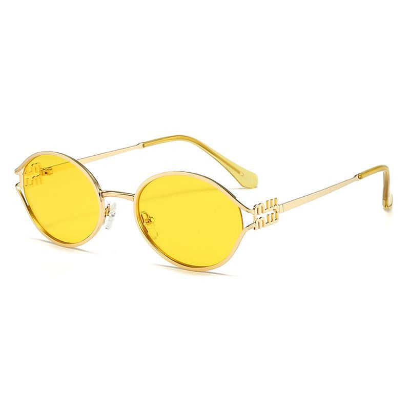 Retro Oval Sunglasses for Women Men Small Sunglasses Trendy Gold Frame Round Shades Cute Designer Sunnies