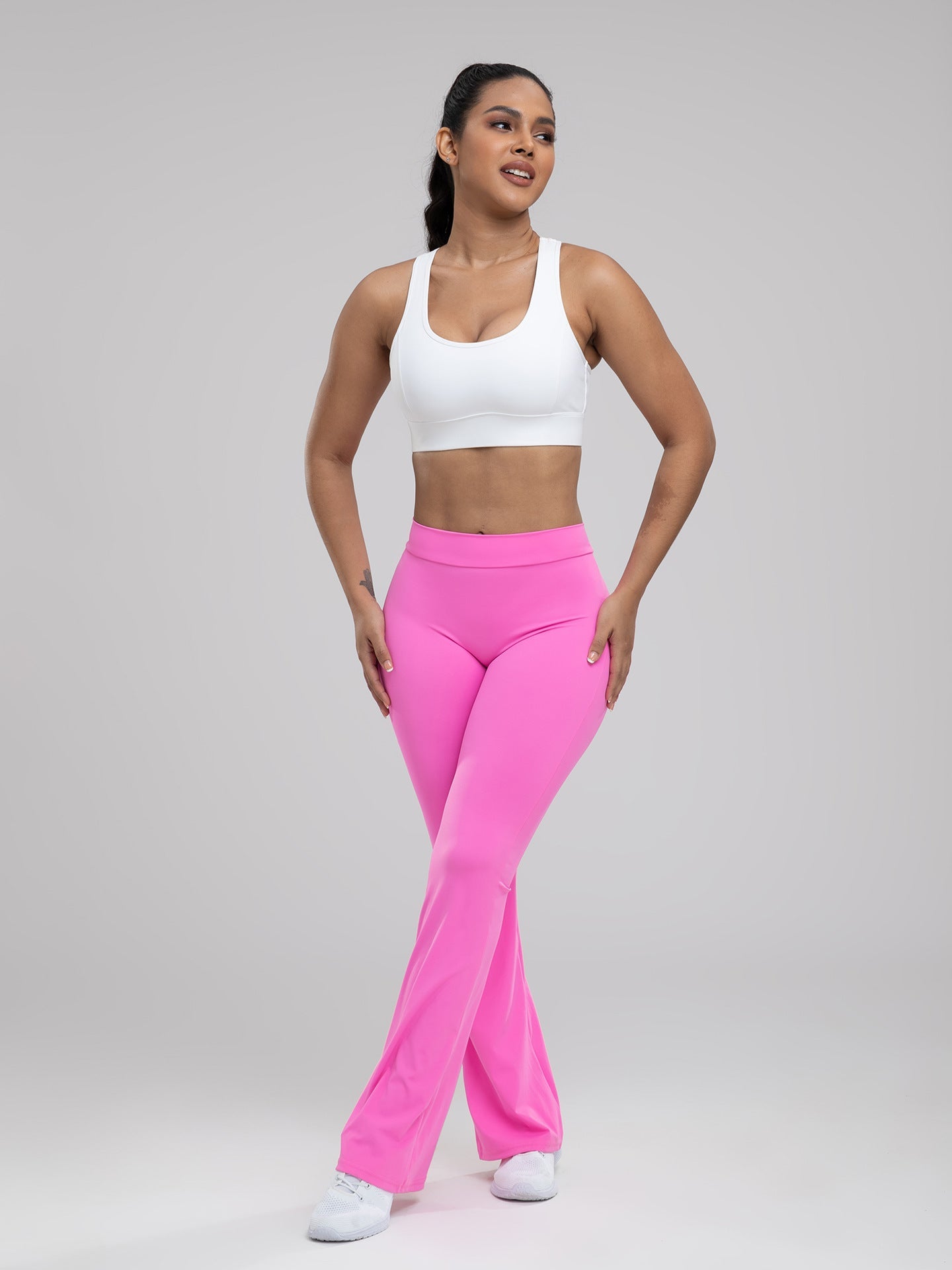 Women Yoga Pants High Waist Ruched Fitness Trousers Solid Color Hip Lifting Wide-leg Fitness Sport Pants Streetwear