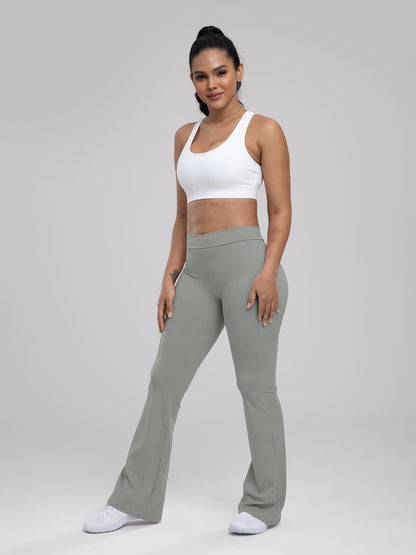 Women Yoga Pants High Waist Ruched Fitness Trousers Solid Color Hip Lifting Wide-leg Fitness Sport Pants Streetwear