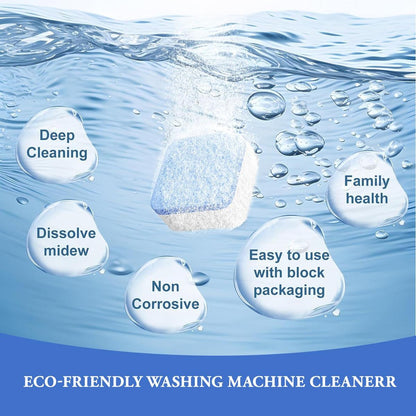 Washing Machine Cleaner Descaler 12 Pack - Deep Cleaning Tablets For HE Front Loader & Top Load Washer, Septic Safe Eco-Friendly Deodorizer, Clean Inside Drum And Laundry Tub Seal - 12 Month Supply