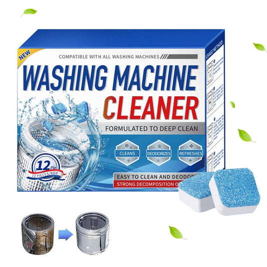 Washing Machine Cleaner Descaler 12 Pack - Deep Cleaning Tablets For HE Front Loader & Top Load Washer, Septic Safe Eco-Friendly Deodorizer, Clean Inside Drum And Laundry Tub Seal - 12 Month Supply