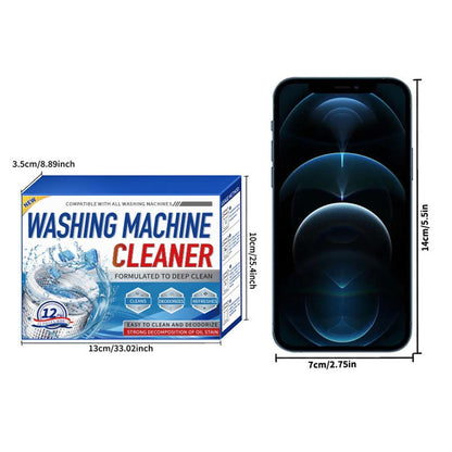 Washing Machine Cleaner Descaler 12 Pack - Deep Cleaning Tablets For HE Front Loader & Top Load Washer, Septic Safe Eco-Friendly Deodorizer, Clean Inside Drum And Laundry Tub Seal - 12 Month Supply
