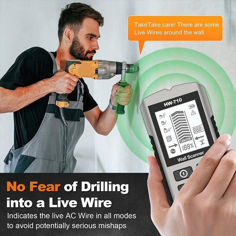 Multi-Function Handheld Wall Detector HW-710 with Advanced Multi-Mode Detection Accurate High Sensitivity Sensor Easy-to-Read LCD Display and Audible Alarms for Home Improvement and Electrical Work