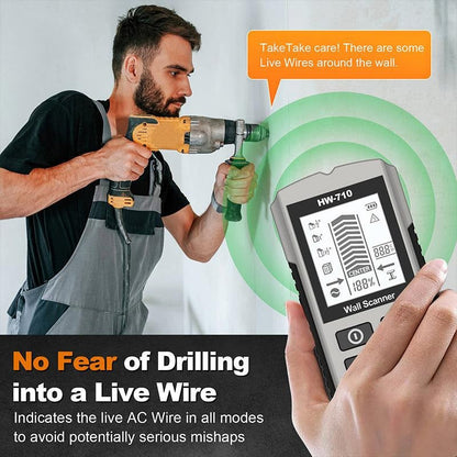 Multi-Function Handheld Wall Detector HW-710 with Advanced Multi-Mode Detection Accurate High Sensitivity Sensor Easy-to-Read LCD Display and Audible Alarms for Home Improvement and Electrical Work