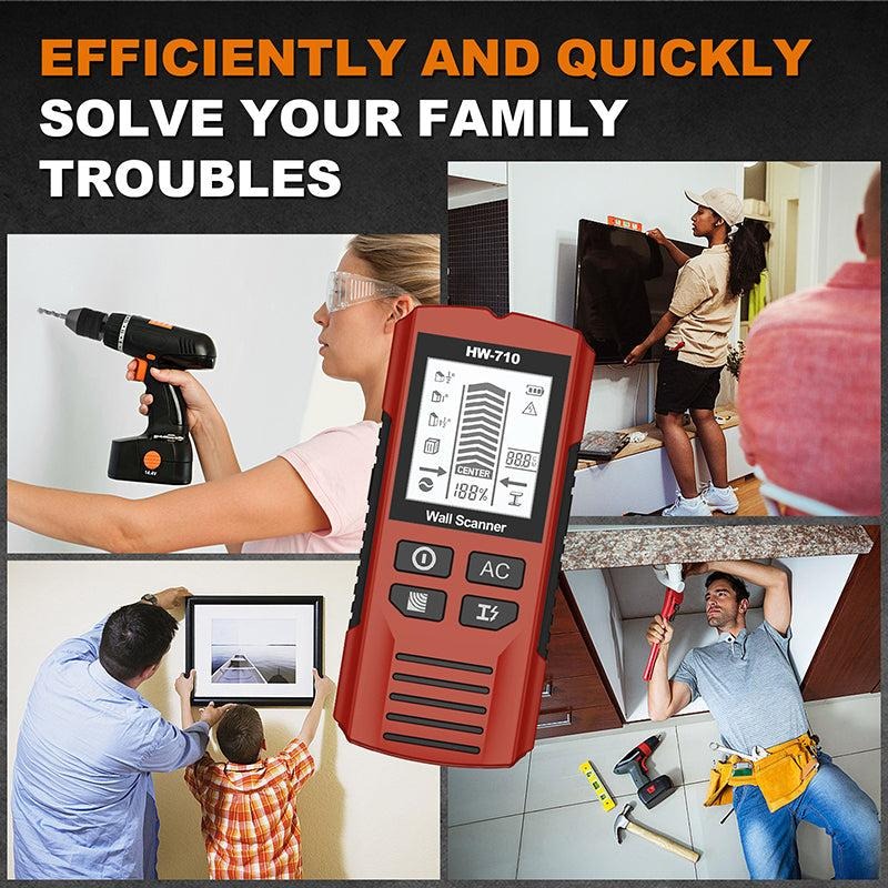 Multi-Function Handheld Wall Detector HW-710 with Advanced Multi-Mode Detection Accurate High Sensitivity Sensor Easy-to-Read LCD Display and Audible Alarms for Home Improvement and Electrical Work
