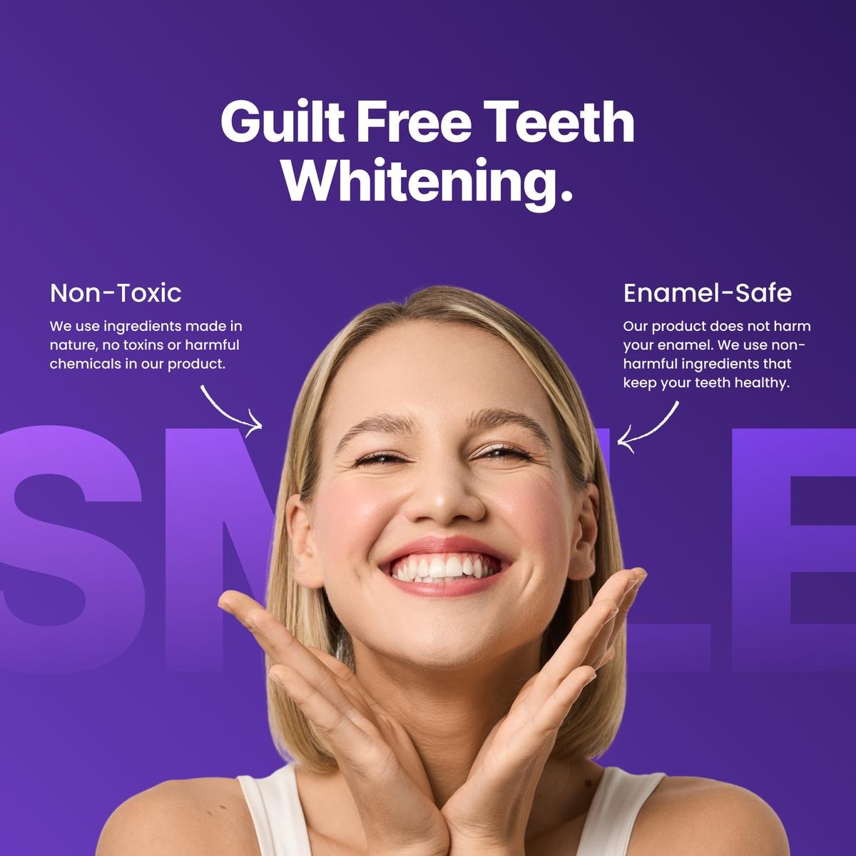 Purple Teeth Whitening Strips - 7/21 Whitening Sessions - Safe for Enamel - Non Sensitive Teeth Whitening - Peroxide-Free