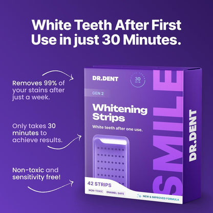 Purple Teeth Whitening Strips - 7/21 Whitening Sessions - Safe for Enamel - Non Sensitive Teeth Whitening - Peroxide-Free