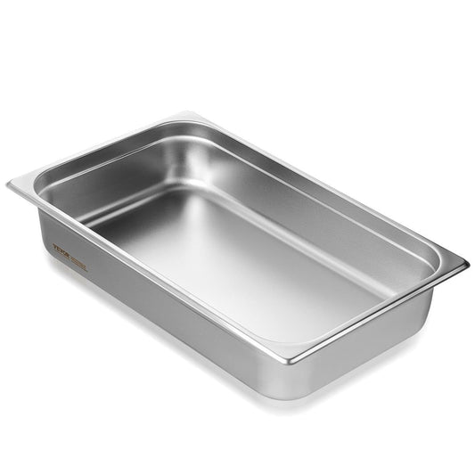 Hotel Pan, Full Size Anti-Jam Steam Pan, 0.8mm Thick Stainless Steel Restaurant Steam Table Pan, 4-Inch Deep Commercial Table Pan, Catering Storage Food Pan, for Industrial & Scientific