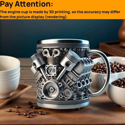 V8 Engines Stainless Steel Cup,Personalized Coffee Mug with Insulated Handle,Perfect for Car Lovers Gifts,Mechanics, Birthday, Christmas,Living room decoration as a work of art