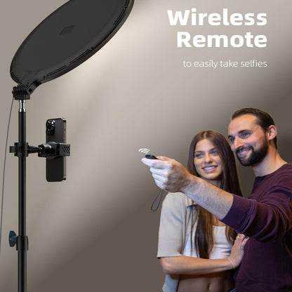 10.5-inch ring light with 69-inch tripod and phone holder kit, providing full-screen zoom lighting, suitable for video recording, makeup, and live streaming.