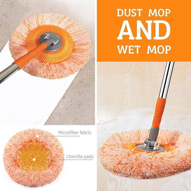 Sunflower Mop Broom,Retractable Ceiling Mop, Dust Mop, Flexible Rotating Mop, Wall Mop, Wet and Dry Mop, Floor Tile Glass Windo