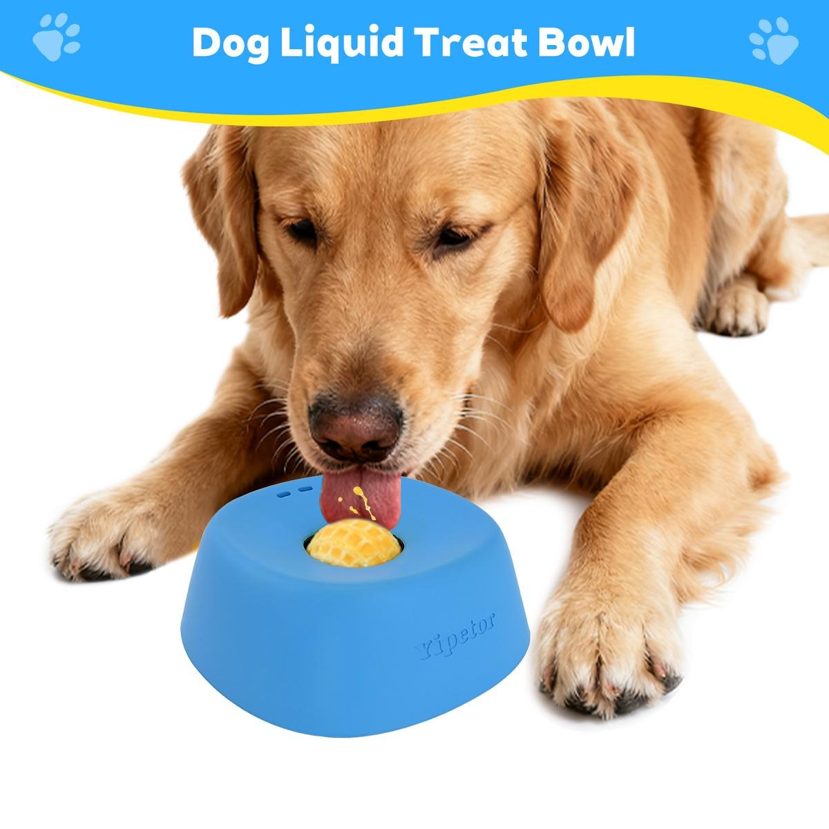 Slow Feeder Dog Bowls for Liquid Treat, [Built-in Rolling Ball] No Spill Bone Broth Dog Licking Bowl, Multi-Purpose Puppy Yogurt Feeder Bowl for All Breeds Dietary Supplement/Post-op Nutrition Feeding