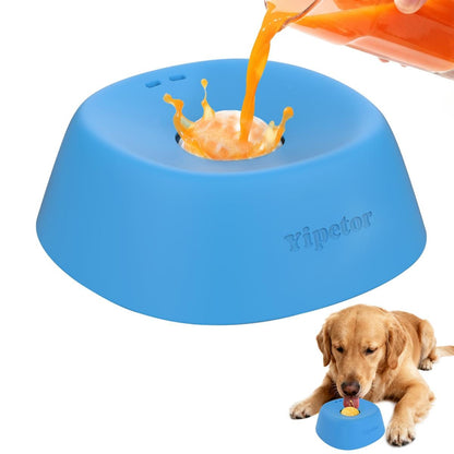 Slow Feeder Dog Bowls for Liquid Treat, [Built-in Rolling Ball] No Spill Bone Broth Dog Licking Bowl, Multi-Purpose Puppy Yogurt Feeder Bowl for All Breeds Dietary Supplement/Post-op Nutrition Feeding