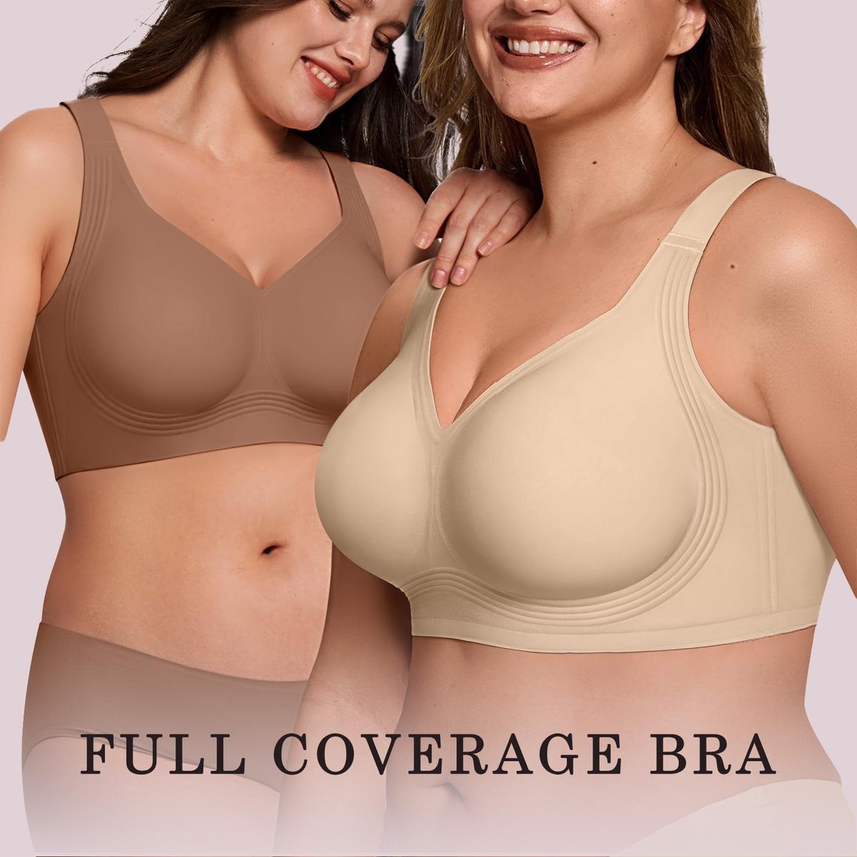 Women Wirefree Bras for Women Full Coverage No Underwire Everyday Bras Comfortable Wireless Padded Jelly Bras
