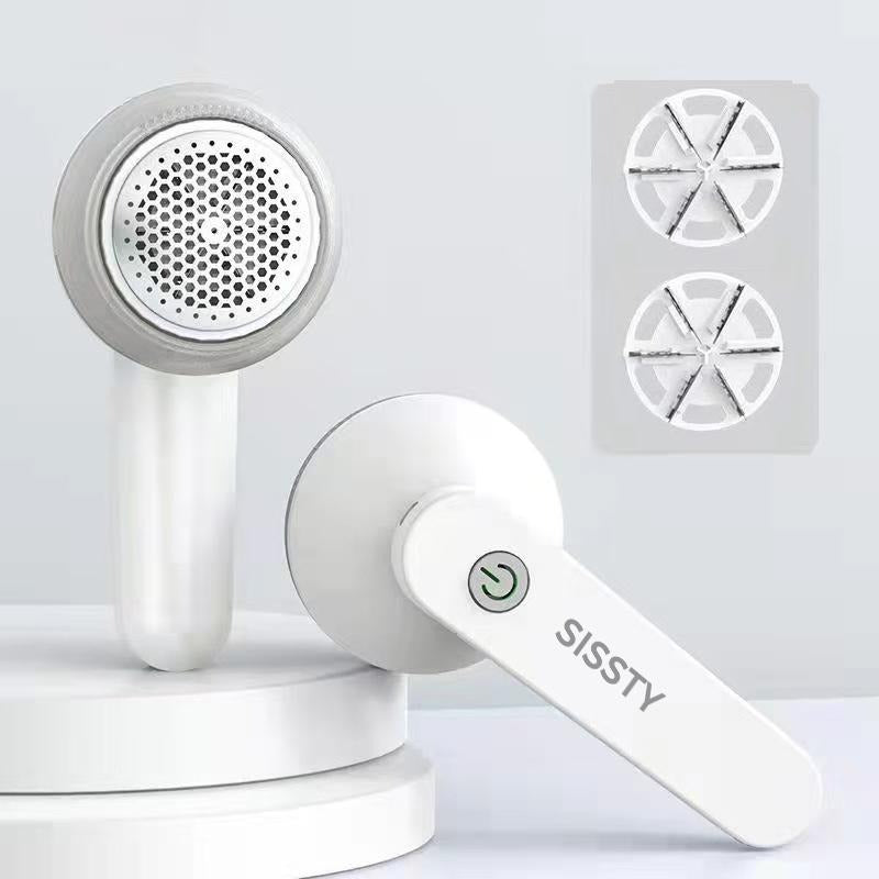 Rechargeable Fabric Shaver with 2 Replaceable Stainless Steel 6-Leaf Blades(1 Free Extra Included) | Lint Remover with 3-Speed Settings  - Efficient Sweater and Lint Shaver for Clothes, Removing Fuzz, Lint Balls, Pills, and Hairballs..