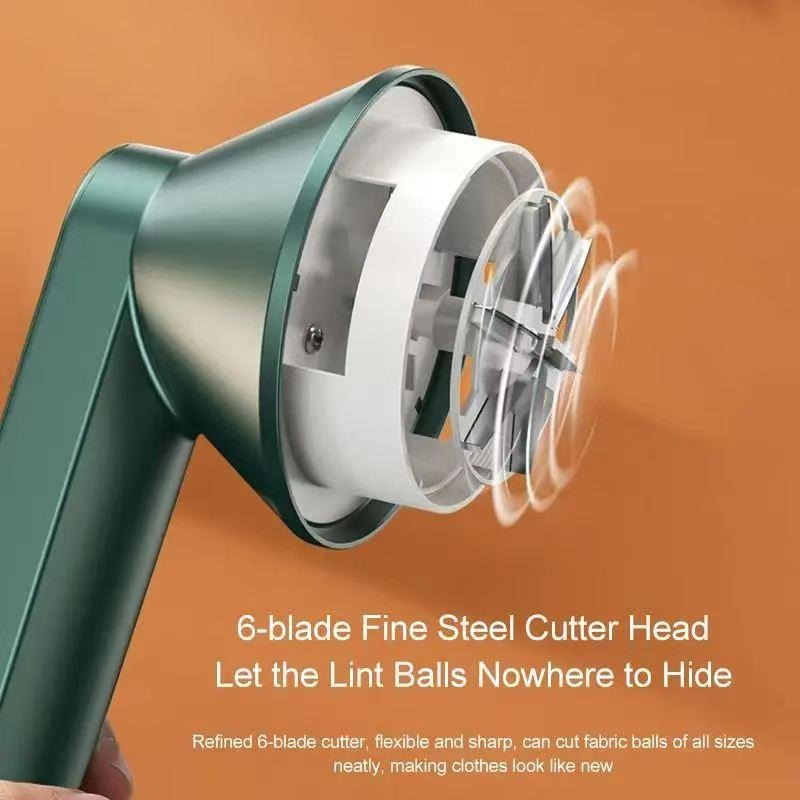 Rechargeable Fabric Shaver with 2 Replaceable Stainless Steel 6-Leaf Blades(1 Free Extra Included) | Lint Remover with 3-Speed Settings  - Efficient Sweater and Lint Shaver for Clothes, Removing Fuzz, Lint Balls, Pills, and Hairballs..