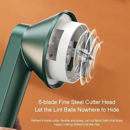 Rechargeable Fabric Shaver with 2 Replaceable Stainless Steel 6-Leaf Blades(1 Free Extra Included) | Lint Remover with 3-Speed Settings  - Efficient Sweater and Lint Shaver for Clothes, Removing Fuzz, Lint Balls, Pills, and Hairballs..