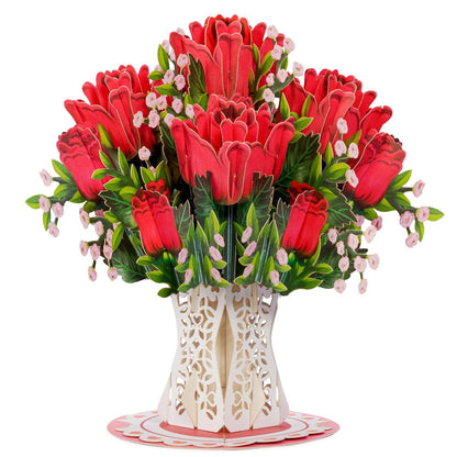 Valentine's Day Card, 3D Pop-Up Card with Flower Bouquet Keepsake Gift, Romantic Valentines Gifts and Flowers 2-in-1 Idea for Valentine, Birthday, Wedding, Anniversary, Wife Husband, Mom, Women, Him Her, Girlfriend Boyfriend