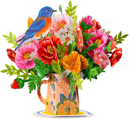 Valentine's Day Card, 3D Pop-Up Card with Flower Bouquet Keepsake Gift, Romantic Valentines Gifts and Flowers 2-in-1 Idea for Valentine, Birthday, Wedding, Anniversary, Wife Husband, Mom, Women, Him Her, Girlfriend Boyfriend