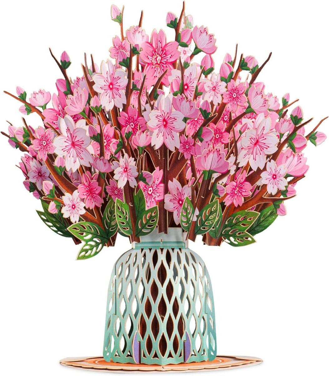 Valentine's Day Card, 3D Pop-Up Card with Flower Bouquet Keepsake Gift, Romantic Valentines Gifts and Flowers 2-in-1 Idea for Valentine, Birthday, Wedding, Anniversary, Wife Husband, Mom, Women, Him Her, Girlfriend Boyfriend