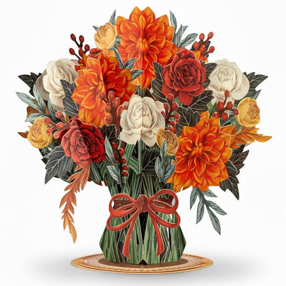 Valentine's Day Card, 3D Pop-Up Card with Flower Bouquet Keepsake Gift, Romantic Valentines Gifts and Flowers 2-in-1 Idea for Valentine, Birthday, Wedding, Anniversary, Wife Husband, Mom, Women, Him Her, Girlfriend Boyfriend