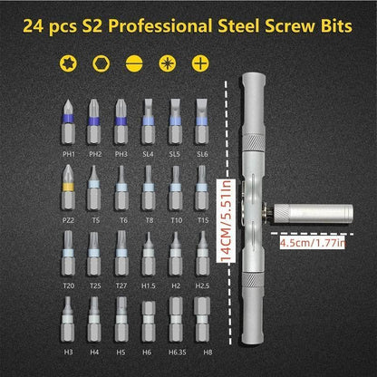 24 in 1 DlY Screwdriver Set,1 Set SwitchableScrewdriver Shape Magnetic Screwdriver Set,Compact and Portable Ratchet Screw0driver SetHome Repair Tool Box