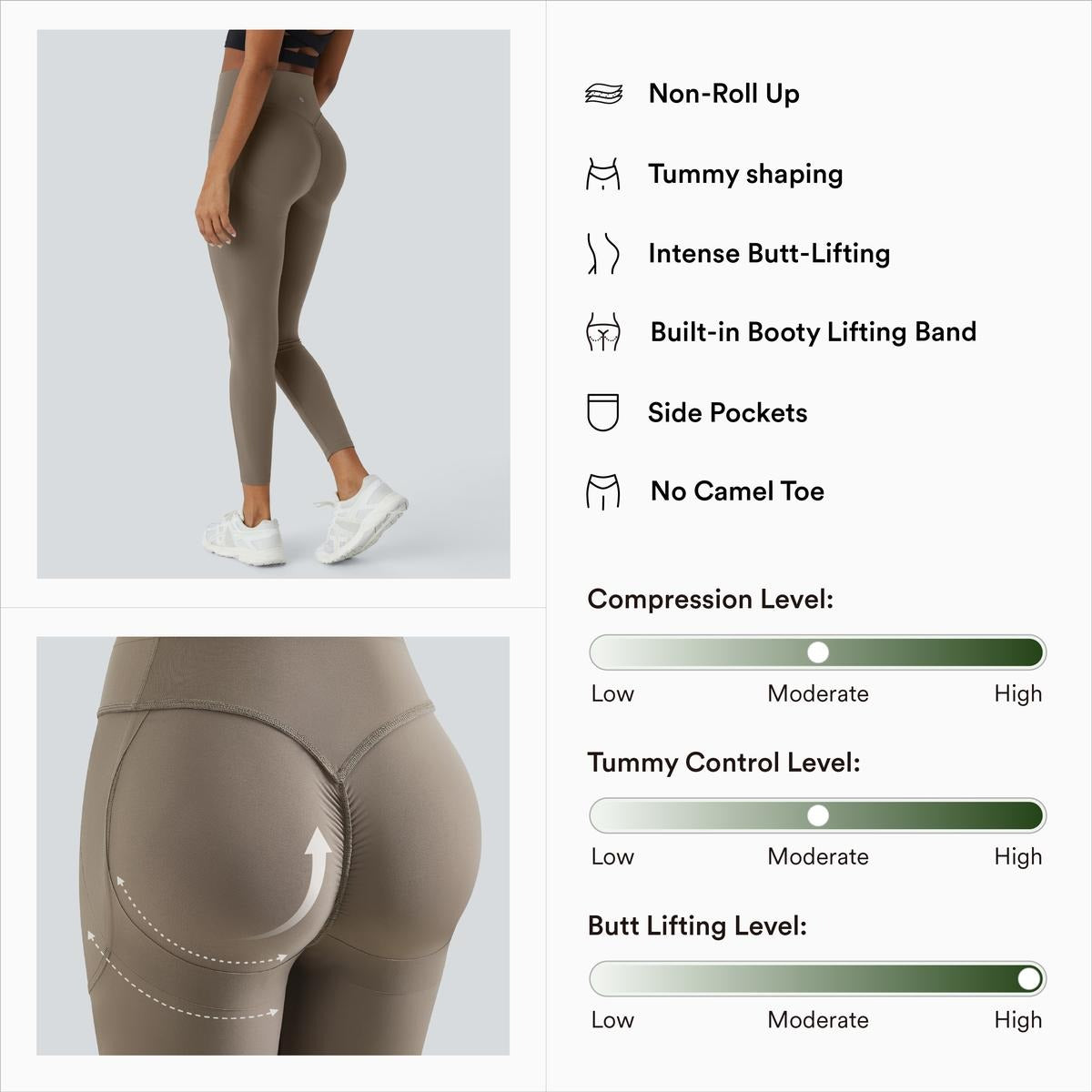 High Waisted Scrunch Butt Lifting Tummy Control Pocket Shaping Training Leggings