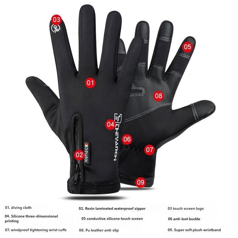 Outdoor Winter Gloves Touchscreen Windproof Full-Finger Fleece Lined for Men Women Sports Travel Daily Activities Unisex