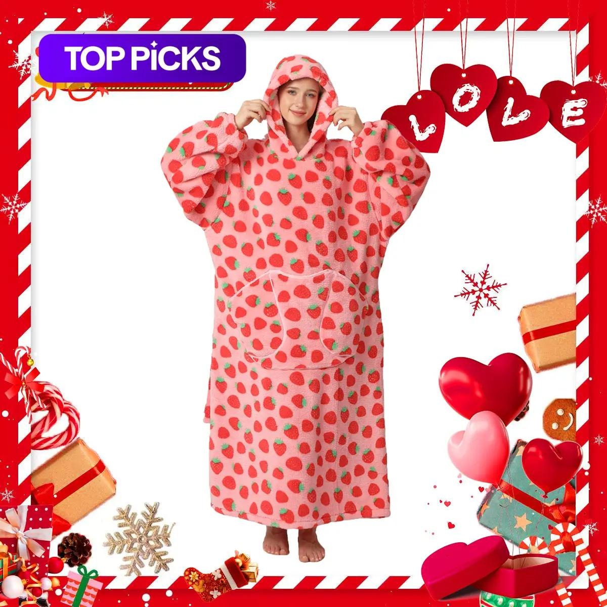 Oversized Wearable Blanket Hoodie for Women & Adults, Super Soft, Warm & Cozy with Giant Front Pocket, Perfect Christmas & Valentine's Day Gift