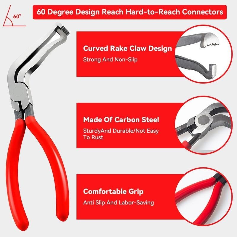 Automotive Electrical Disconnect Pliers Kit,Auto Repair Plier,High-Carbon Steel Connector Separator  60 ° Pliers,Hose Clamp Plier,Car Trim Clip Removal Pliers,Plug Release Tool and Wire Terminal Removal in Storage Bag.