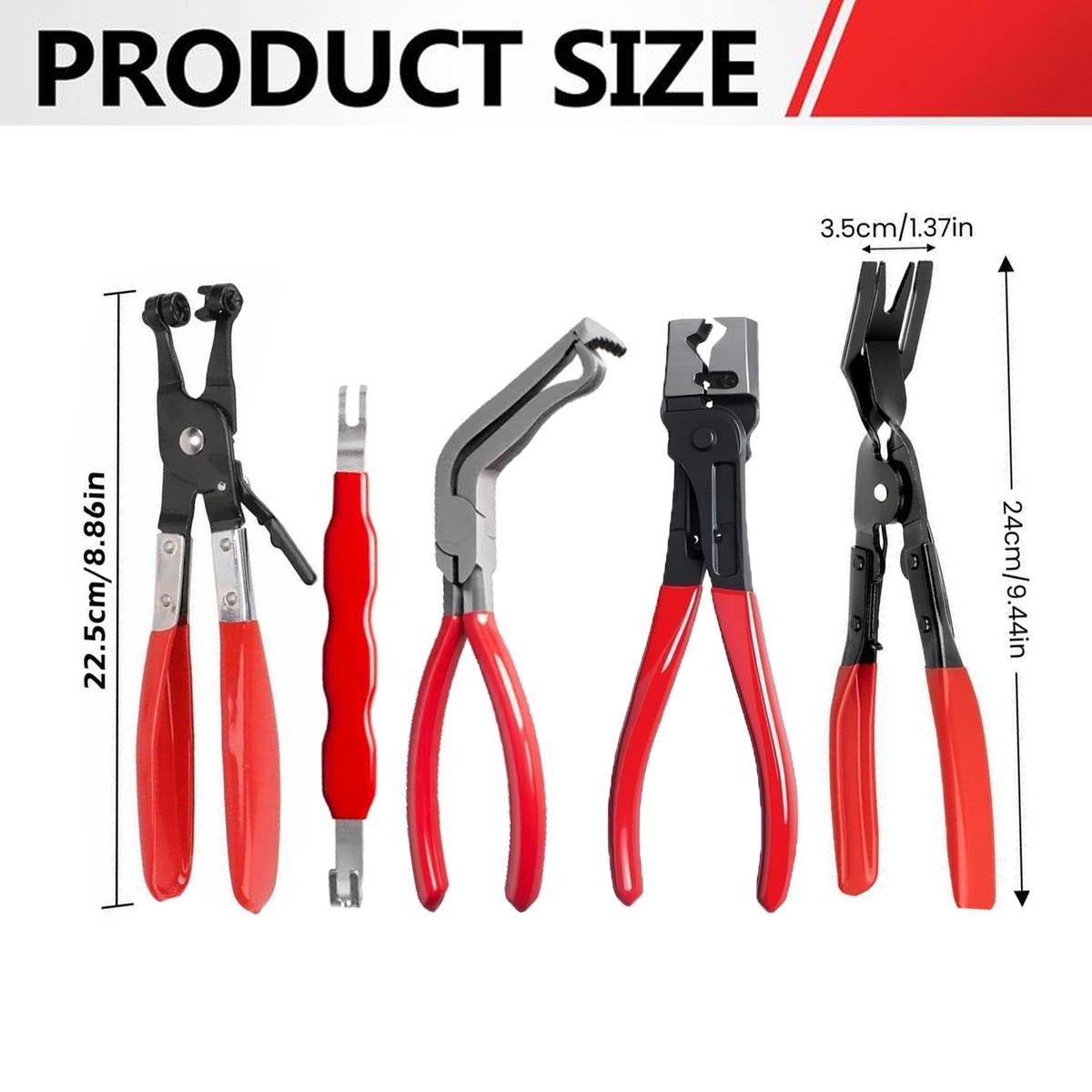 Automotive Electrical Disconnect Pliers Kit,Auto Repair Plier,High-Carbon Steel Connector Separator  60 ° Pliers,Hose Clamp Plier,Car Trim Clip Removal Pliers,Plug Release Tool and Wire Terminal Removal in Storage Bag.