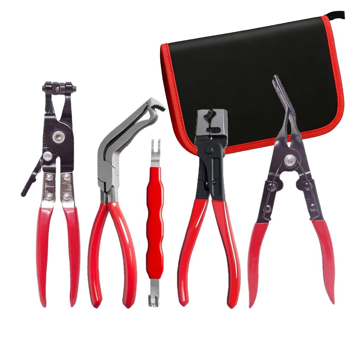 Automotive Electrical Disconnect Pliers Kit,Auto Repair Plier,High-Carbon Steel Connector Separator  60 ° Pliers,Hose Clamp Plier,Car Trim Clip Removal Pliers,Plug Release Tool and Wire Terminal Removal in Storage Bag.