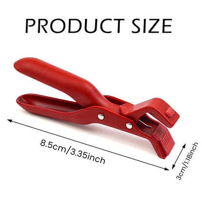 2 Counts Hot Plate Gripper, Multi-Purpose Anti-Scald Tool for Bowls, Plates, Pans, Serving as Holder, Clip, Tongs, Clamp in Kitchen Red & Green