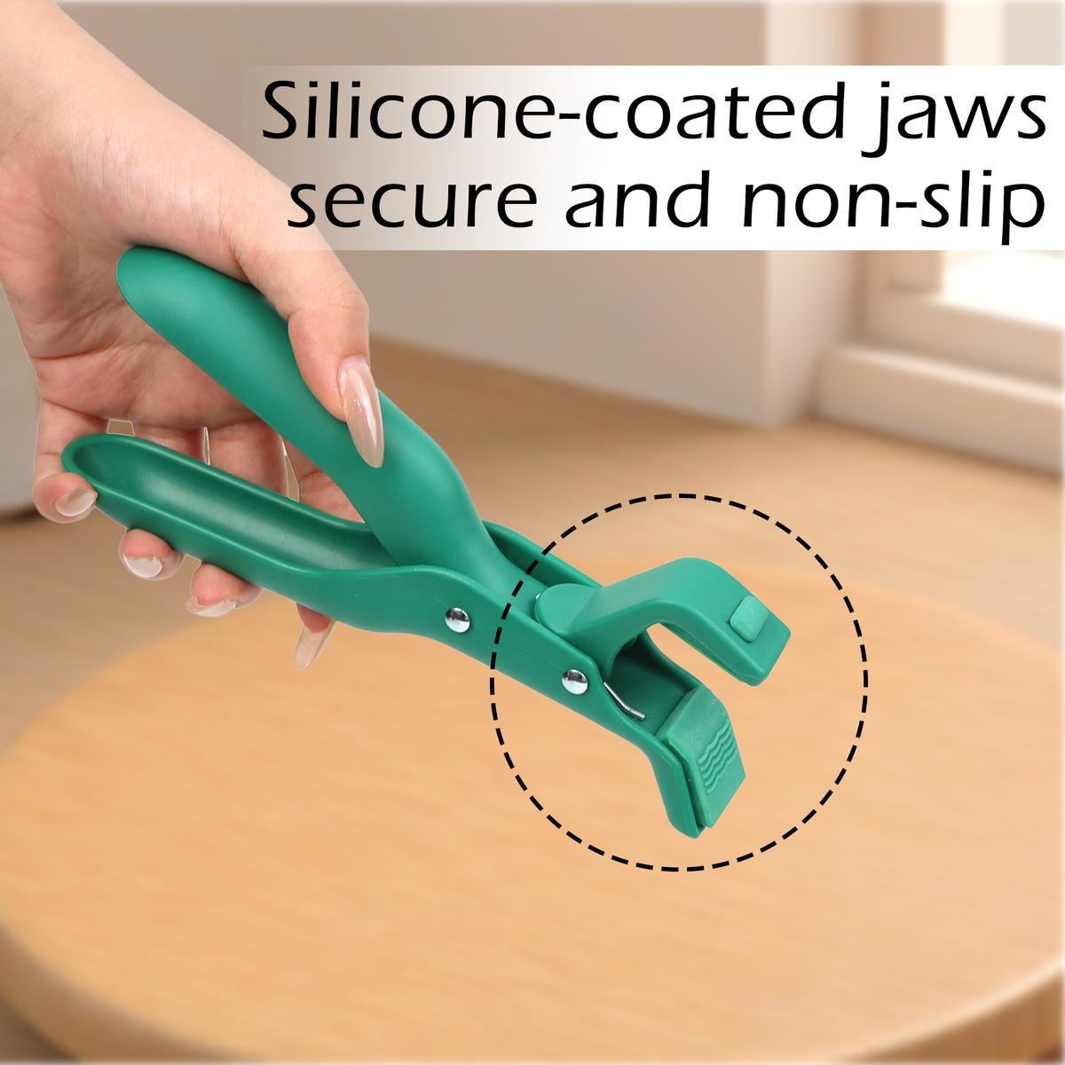 2 Counts Hot Plate Gripper, Multi-Purpose Anti-Scald Tool for Bowls, Plates, Pans, Serving as Holder, Clip, Tongs, Clamp in Kitchen Red & Green