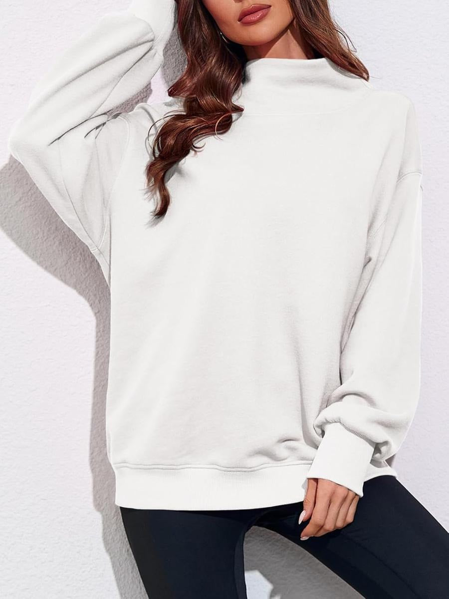 Women's Oversized Turtleneck Sweatshirt Long Sleeve Pullover Casual Tops Womenswear Hoodie FallFreshness Grey Cute