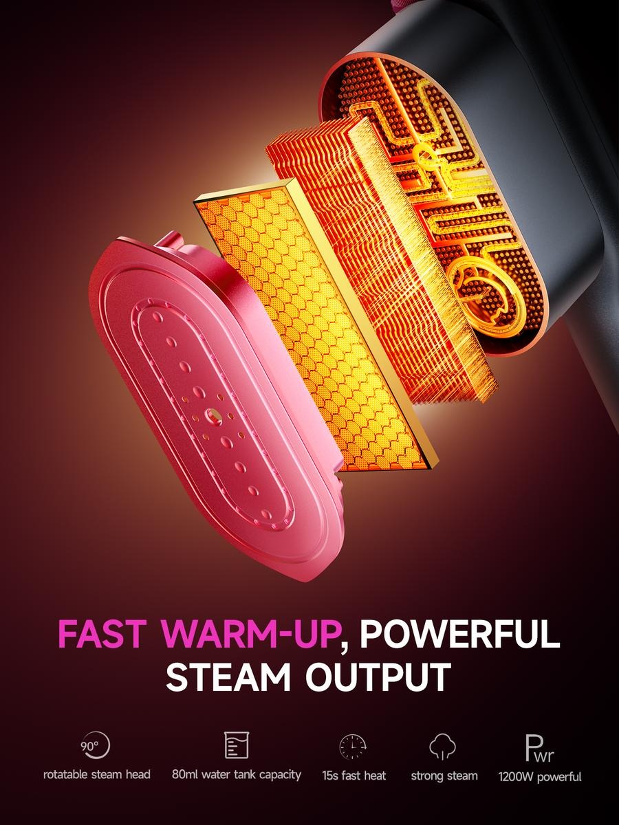 Garment Steamer for Clothes, Portable Travel Clothing Steamer Iron, 7 Mode with LED Display, 5s Fast Heating, 90° Swivel Handle, New Year Gift