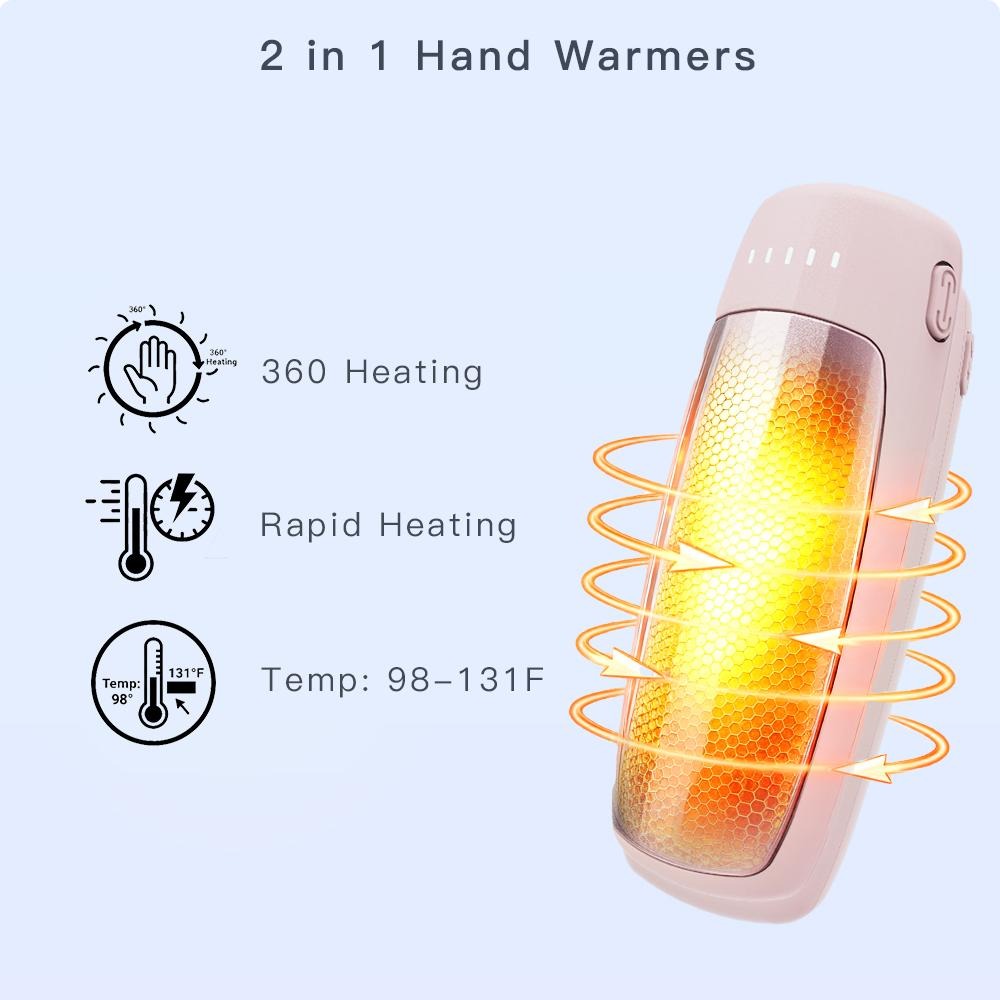 Rechargeable Hand Warmer 2 Pack, Portable Pocket size, Holiday Gifts for Christmas, Outdoor, Hunting, Camping, Skiing, Hand Warmers