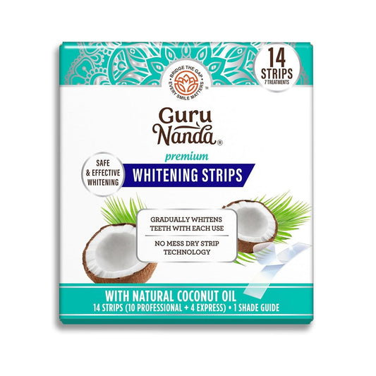 GuruNanda Whitening Strips, 7-day treatment (7 Packets - 2 Strips per pack) - Non-Slip, Dry Strip Technology