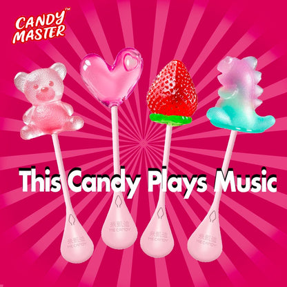 4D Music Lollipop | linus lollipop | Bone Conduction Tech | 4D Bear/Strawberry/Dinosaur/Heart Shapes | Sugarfree, Fruity Flavor | Halal Certified | Healthy Valentine's Day Gift