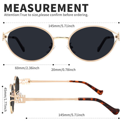 Retro Oval Sunglasses for Women Men Small  Sunglasses Trendy Gold Frame Round Shades Cute Designer Sunnies