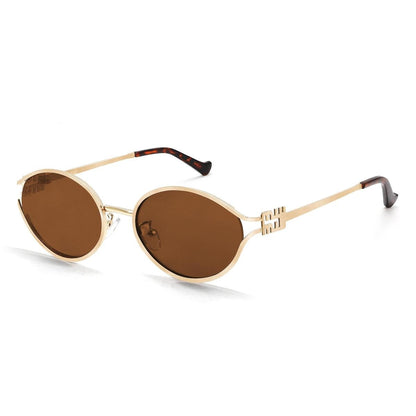 Retro Oval Sunglasses for Women Men Small  Sunglasses Trendy Gold Frame Round Shades Cute Designer Sunnies