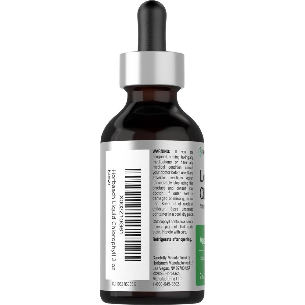 Horbäach Liquid Chlorophyll Drops | 2 oz | Vegan, Non-GMO, and Gluten Free Formula | Natural Peppermint Flavor
