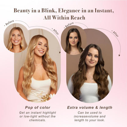 Invisible Clip- in Synthetic Hair Extensions Thick Natural Hairpieces Double Weft 4/3/2 Secure Clips Long Wavy Secret Hairpiece for Women