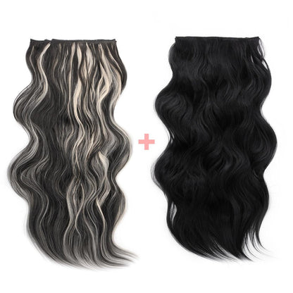 Invisible Clip- in Synthetic Hair Extensions Thick Natural Hairpieces Double Weft 4/3/2 Secure Clips Long Wavy Secret Hairpiece for Women