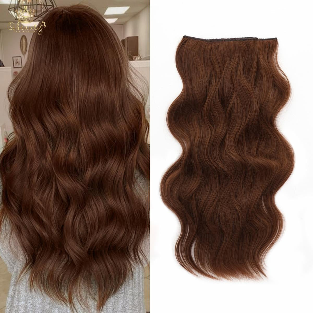 Invisible Clip- in Synthetic Hair Extensions Thick Natural Hairpieces Double Weft 4/3/2 Secure Clips Long Wavy Secret Hairpiece for Women