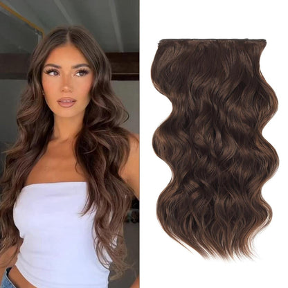 Invisible Clip- in Synthetic Hair Extensions Thick Natural Hairpieces Double Weft 4/3/2 Secure Clips Long Wavy Secret Hairpiece for Women