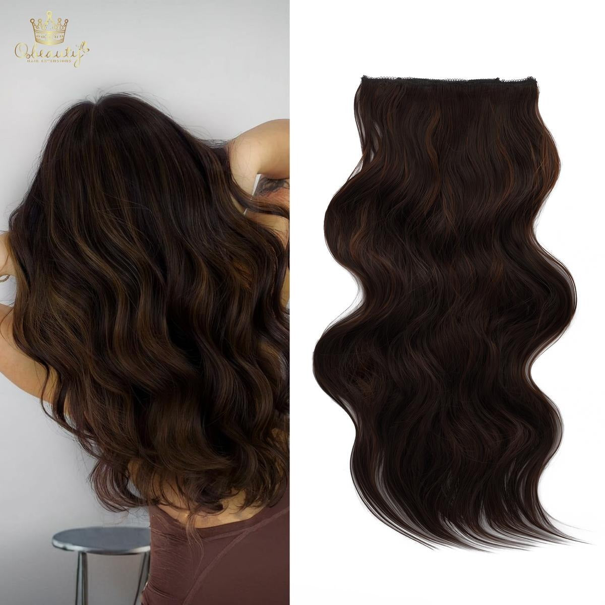 Invisible Clip- in Synthetic Hair Extensions Thick Natural Hairpieces Double Weft 4/3/2 Secure Clips Long Wavy Secret Hairpiece for Women