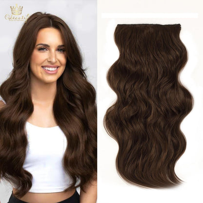 Invisible Clip- in Synthetic Hair Extensions Thick Natural Hairpieces Double Weft 4/3/2 Secure Clips Long Wavy Secret Hairpiece for Women